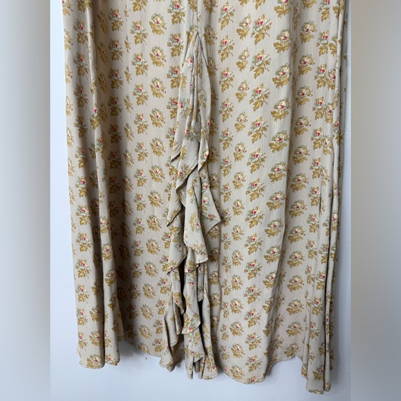April Cornell vintage Cream and mustard Floral ruffle back midi/Maxi Skirt S - Picture 4 of 7